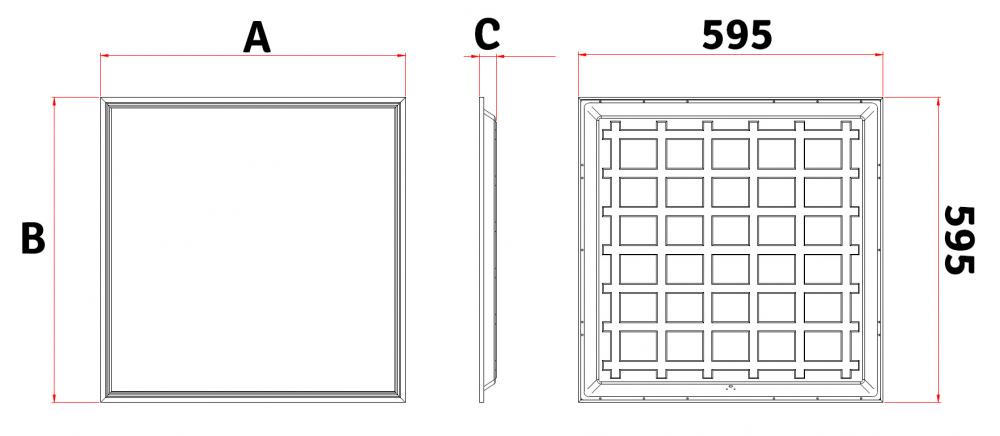 LED Panel UGR19 BL 60x60 méretrajz